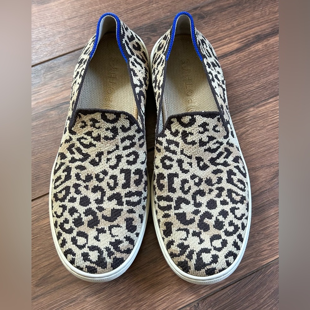 Rothy’s Limited Edition Camo Cat Leopard Slip On Knit Flat Sneakers Size 9